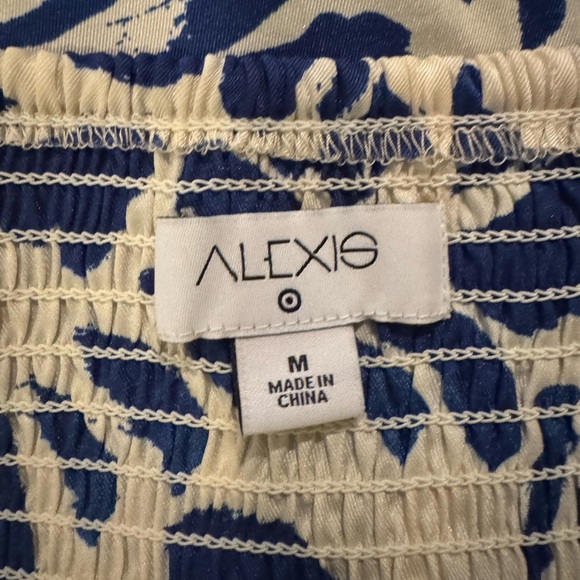 Alexis x Target Blue Botanical Tie Strap Asymmetrical Hem Dress Sz M Flowy - Picture 3 of 10